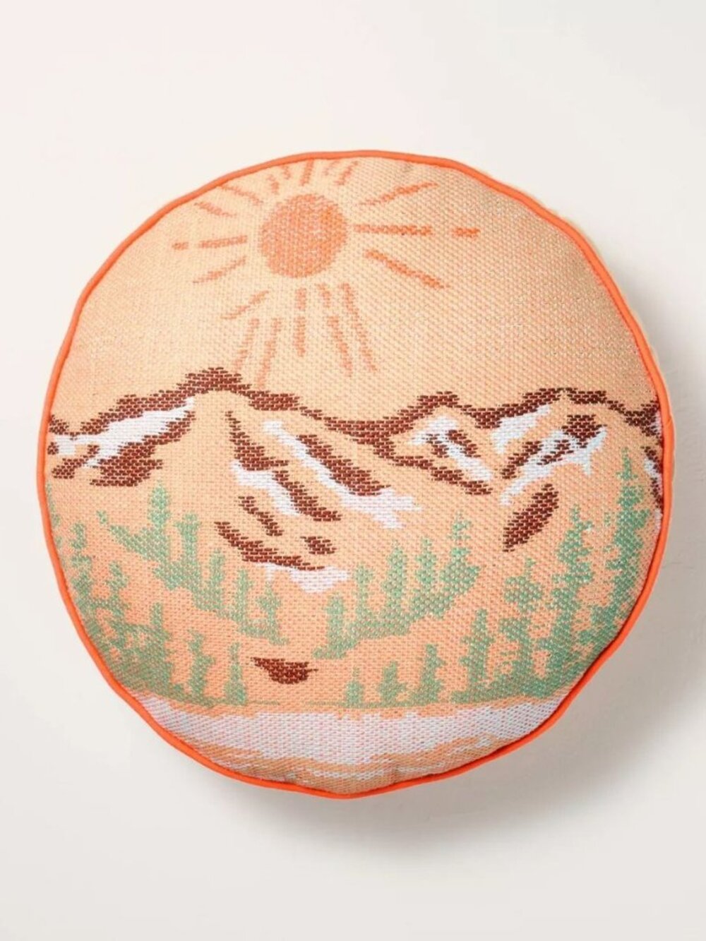 16" Embroidered Mountain Landscape Round Throw Pillow - Hearth & Hand Magnolia
